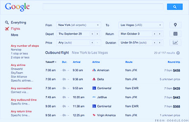 Google launches Flight Search - with a feature rivals lack - Sep. 13, 2011